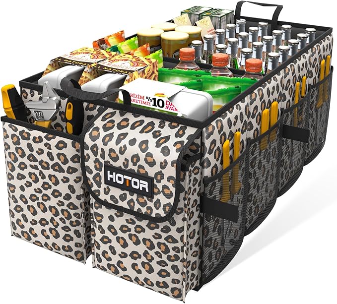 HOTOR Trunk Organizer - Car Organizer, Foldable Trunk organizer for SUVs & Sedans, Sturdy Car Organization for Car Accessories