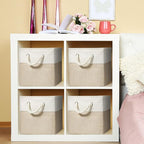 Geiserailie 6 Pcs 12 x 12 Inch Cube Storage Bins Fabric Storage Organizer Bins Foldable Cube Baskets with Sturdy Carry Handle