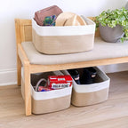 NaturalCozy Storage Baskets 16.8”x13”x7.6” Cotton Rope Woven Baskets for Organizing 3-Pack | Toy Storage Bins | Basket for Sh