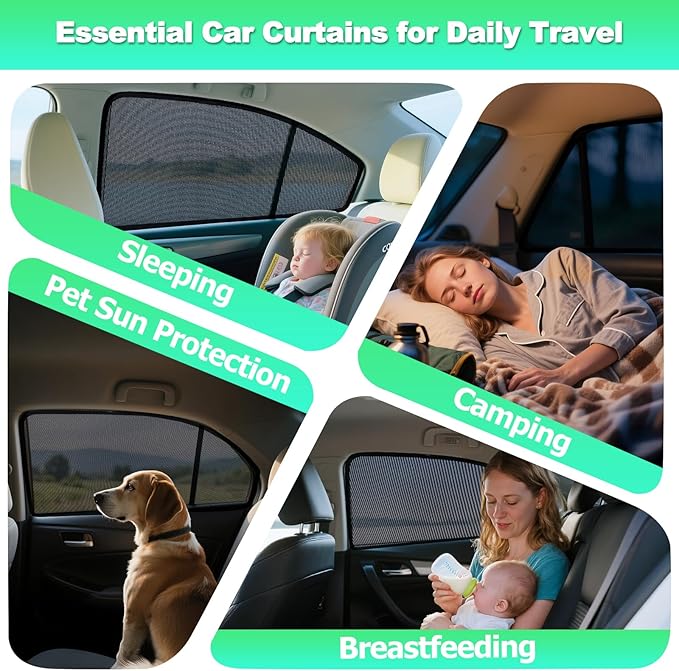Car Window Shades for 2019-2024 Corolla Sedan (Not Fit Touring/Hatchback/Cross) - Rear Side Sun Shade for Baby, Breathable Mesh Car Privacy Covers, UV Protection & Heat Insulation (2PCS)