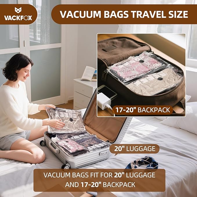 18 Pack Travel Vacuum Bags for Clothing with Electric Pump,Vacuum Travel Bags,Compression Packing Cubes for Luggage,Carry-on 