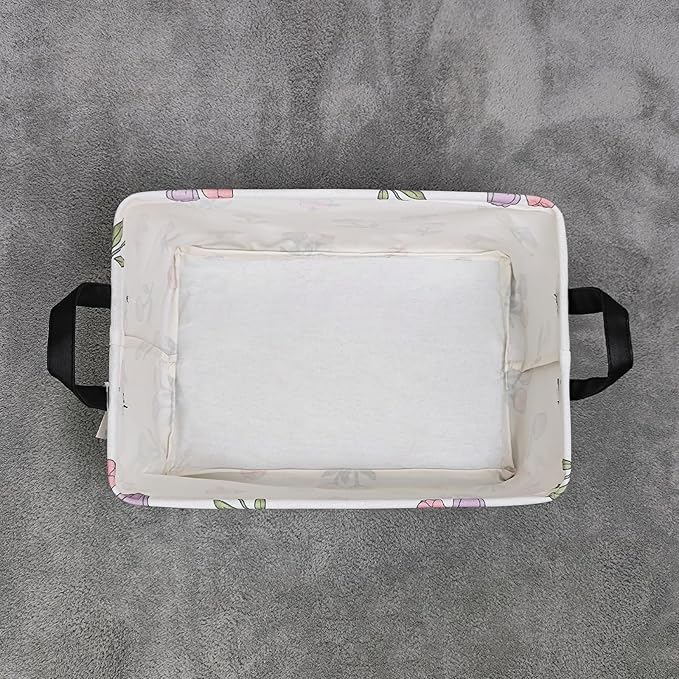 LANGYASHAN Rectangular Storage Bin Collapse Canvas Fabric Cartoon Storage Basket with Handles for Organizing Home Kitchen Boy