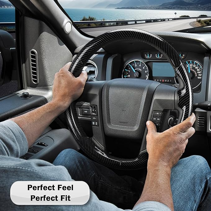 Steering Wheel Cover for Ford F150 2009-2014/ Ford Expedition 2015-2017, Car Steering Wheel Cover Protector Accessories for Ford (Glossy Black)