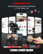 REDTIGER 4K STARVIS 2 Dash Cam Front and Rear, 5GHz WiFi 20MB/s Download, 128GB Card Included, Voice Control, Dash Camera for