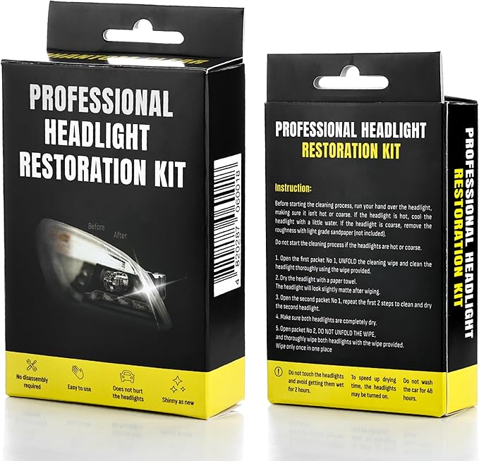 3-Step Headlight Restoration Kit – Removes Yellowing, Haze & Oxidation | No Tools Needed | Lasts Up to 2 Years | for All Vehi