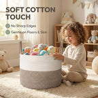 JMvicyroam 115L Extra Large Blanket Basket for Living Room - Woven Cotton Rope Laundry Hamper with Reinforced Handles - Stora