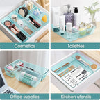 WOWBOX 25 PCS Plastic Drawer Organizer Set, 4 Sizes Desk Drawer Divider Organizers and Storage Bins for Makeup, Jewelry, Gadg