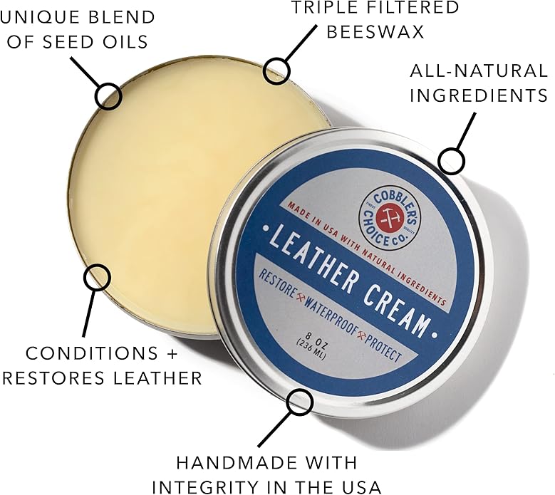 Cobbler's Choice Co. Finest Quality All Natural Leather Cream - Made with Triple Filtered BeesWax