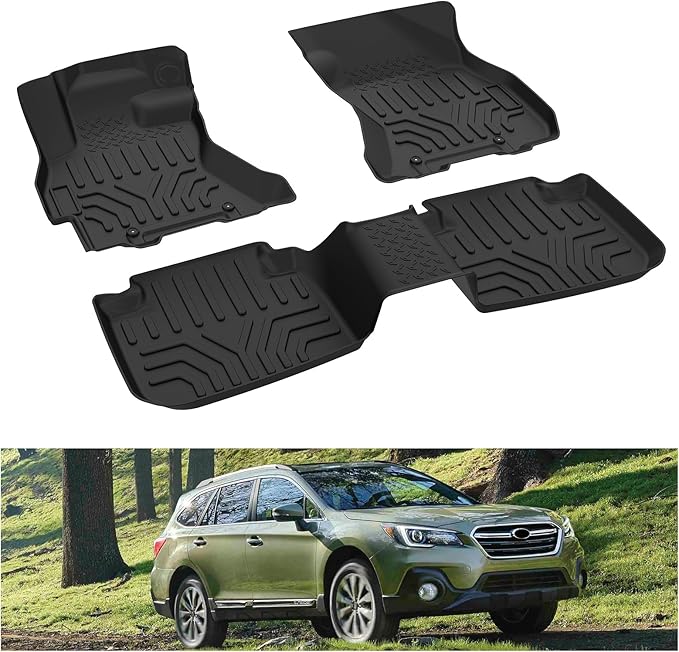 KIWI MASTER Floor Mats for 2015-2019 Subaru Outback/Legacy, Custom Fit All Weather Car Mats, Heavy Duty TPE Floor Liners, Front & Rear 2 Row, Black