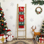 Wooden Blanket Ladder - 76in Natural & Motley Wood - Leaning Wall Decor for Bedroom, Bathroom, Living Room - Rustic Quilt Hol