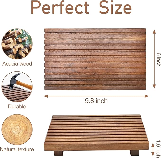 Acacia Wood Risers for Bathroom Tray Kitchen Counter Decor Bathroom Sink Accessories Decorative Wooden Riser Pedestal Stand f