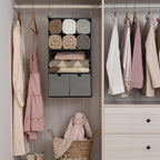GRANNY SAYS Hanging Closet Organizer with Drawers, 4 Shelf Dividers Closet Hanging Organizer, Foldable Hanging Shelves for Wa