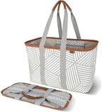 CleverMade Collapsible LUXE Tote - Reusable Grocery Shopping Storage Bag Organizer w/Handles Reinforced Bottom