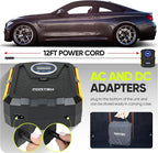 FORTEM Tire Inflator Portable Air Compressor, Air Pump for Car Tires and Bikes, Car Tire Pump w/Auto Shut Off, 150 PSI, 110V AC 12V DC, LED Light, Carrying Case, for Men, Women