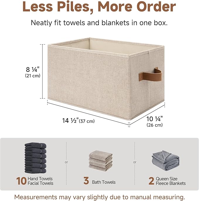 StorageWorks Shelf Baskets for Organization, Linen Closet Organizers and Storage Basket, Foldable Storage Bins, Closet Organi