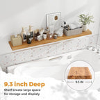 Live Edge Elm Floating Shelves For Wall - 55" W x 9.3" D Rustic Solid long Wood Shelves with Invisible Bracket, Wall-Mounted 