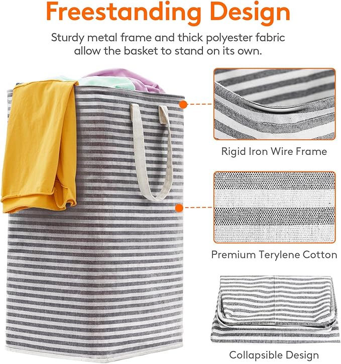 Lifewit 3 Pack Laundry Basket 80L Each, Collapsible Clothes Hamper with Reinforced Handles, Freestanding Waterproof Design fo