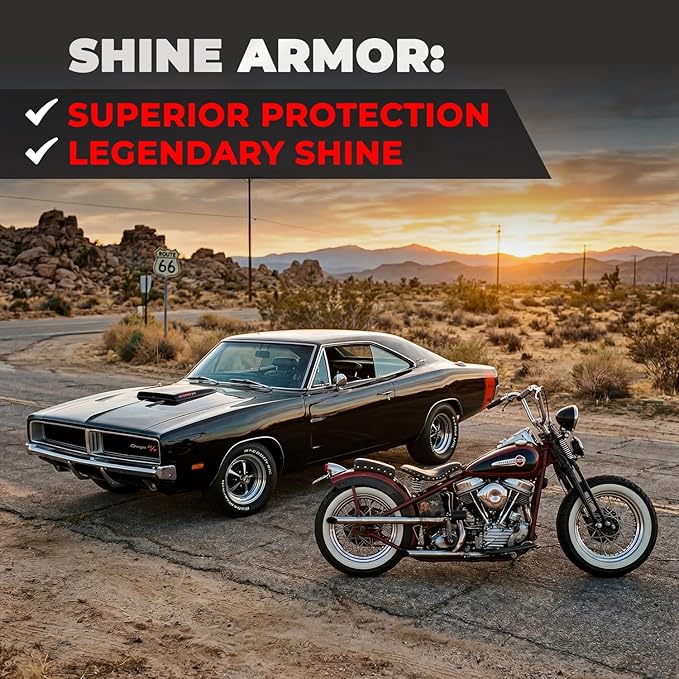 Car Wax Spray and Ceramic Coating for Cars - 3 in 1 Waterless Car Wash and Detailing - Quick Effect Coating Agent for Car - High Gloss Top Coat, Shiny Car Stuff by Shine Armor - Protective Wax 16FlOz