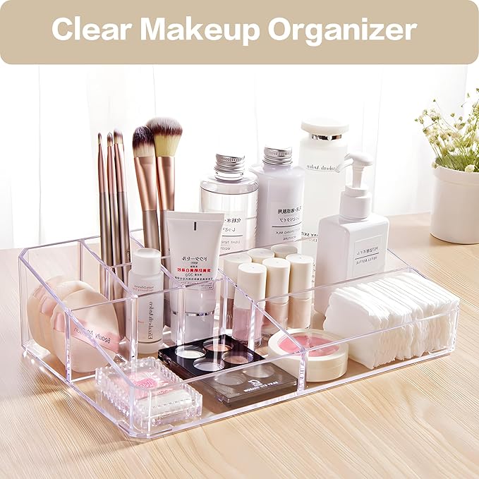 Clear Makeup Organizer, Makeup Brushes Storage Case, Cosmetic Display Case Tray, Tiered Skincare Organizer, Acrylic Lipstick 