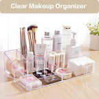 Clear Makeup Organizer, Makeup Brushes Storage Case, Cosmetic Display Case Tray, Tiered Skincare Organizer, Acrylic Lipstick 
