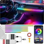 Interior Car LED Strip Lights, RGB 10 in 1 Dynamic Dreamcolor Chasing Acrylic LED Lights for Car, USB Powered Ambient Lighting Kits with Wireless APP, Sound Active Function Car Neon Lights (10 in 1)