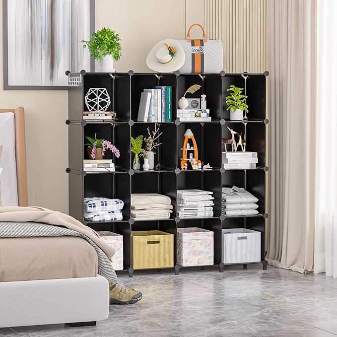 Neprock 16 Cubby Storage Organizer, Closet Clothes Storage Organizer, Cube Shelves Closet Organizers and Storage Shelves for 