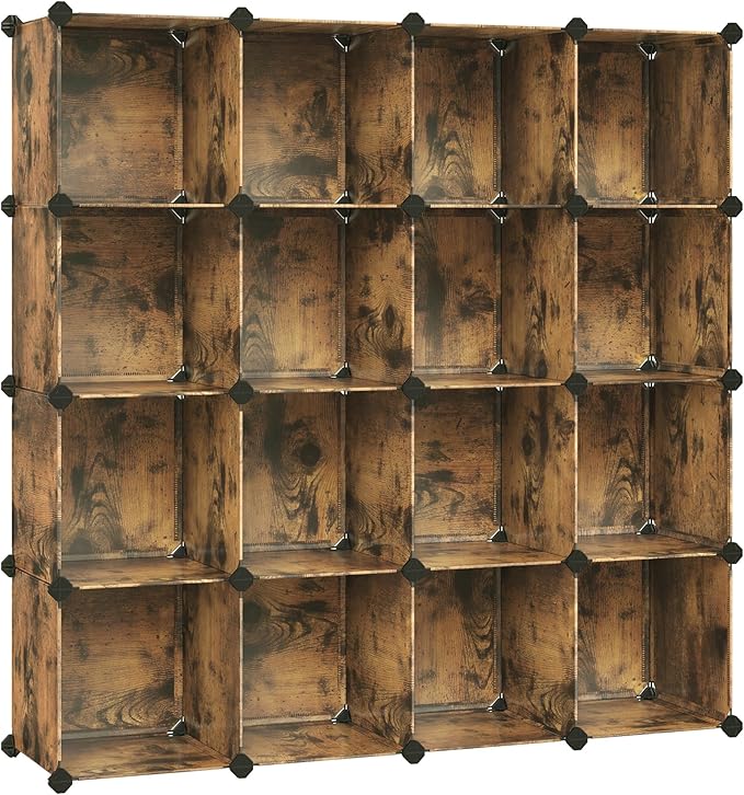 SONGMICS Cube Storage Organizer, Set of 16 Plastic Cubes, Closet Organizers and Storage, Room Organization, Bedroom Living Ro