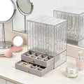 Greenfeather Jewelry Organizer with 7 Removable Drawers, Clear Acrylic Jewelry Box with 40 Necklace Hooks, 120 Pairs of Earri