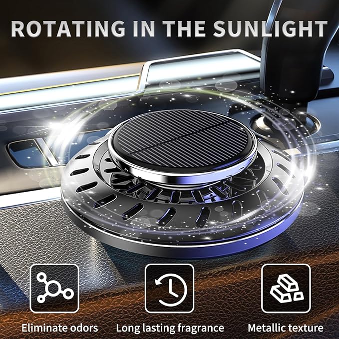 Kwak's Car Air Freshener,Rotating Solar Aromatherapy Essential Oil Diffuser Scent Car Decoration Automotive Interior Accessor