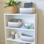 NaturalCozy 13.5”x8.5”x5.5” Rectangle Storage Baskets for Shelves 3 Pack | Cotton Rope Woven Small Baskets for Organizing | S