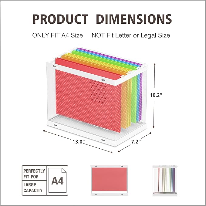 UAK 3 Pack Plastic File Storage Box with 15 Pack Hanging Folders, Portable File Storage Organizer Fits A4 Size