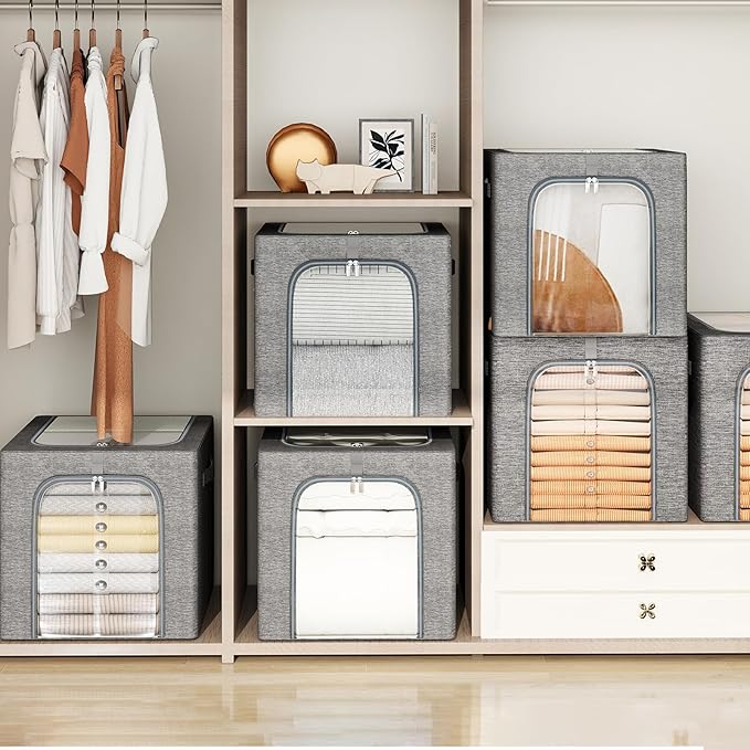 GoMaihe Under Bed Storage with Wheel & Clothing Storage Bin with Metal Frame