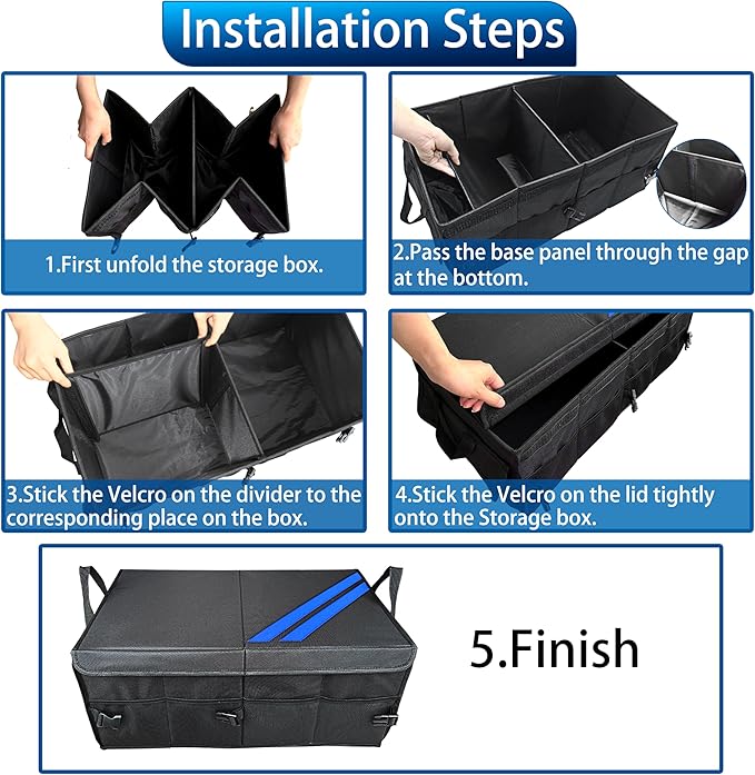 YOSRTER Car Trunk Organizer for Dodge Charger Durango Challenger Ram Collapsible Storage Box with Handle Foldable Lid Non
