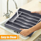 Kitchen Silverware Drawer Organizer and Storage Bamboo Wood Cooking Utensil Holder Cutlery Knife Jewelry Spice Rack Spoon For