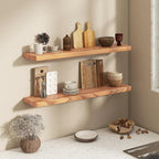 Fun Memories 40 Inch Floating Shelves, Rustic Solid Wood Wall Shelves Set of 2, 8 Inch Deep Floating Shelf for Bathroom, Bedr