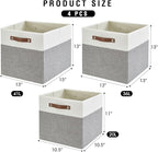 Bagnizer 13x15x13 Storage Cube Bins, Foldable Storage Organizer Baskets, Fabric Cube Storage Boxes with 2 Reinforced PU Handl