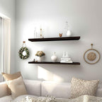PHPH 36 Inch Wood Floating Shelves for Wall, Wooden Wall Shelves for Bedroom, Set of 4 Brown