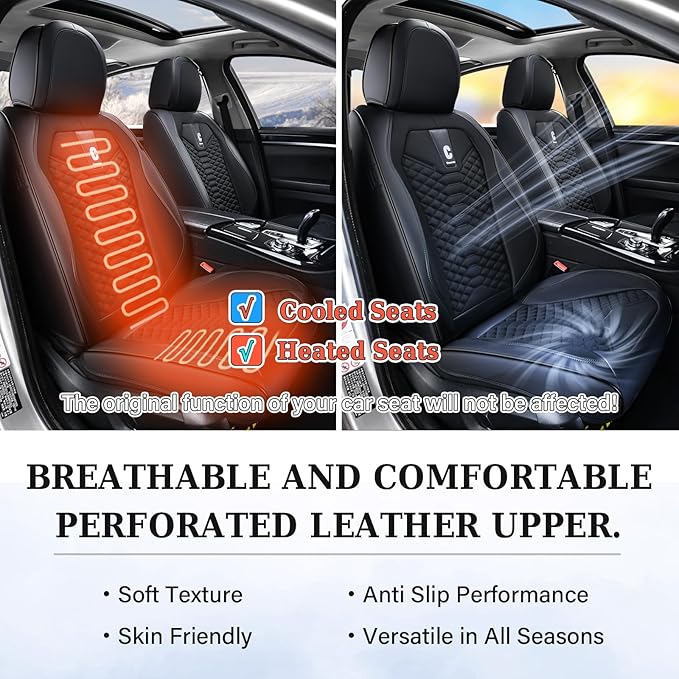 Coverado Car Seat Covers Full Set, 5 Seats Universal Seat Covers for Cars, Breathable Fabric& Faux Leather Auto Seat Cushions