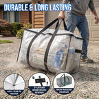 TAILI Extra Large Moving Bags, 12 Pack Clear Heavy Duty Totes For Storage with Visible Window, Wrap Around Handles, Storage B