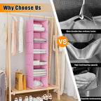 Hanging Closet Organizer, Easy Mount Foldable 6-Shelf Hanging Closet Wardrobe Storage Shelves, Clothes Handbag Shoes Accessor