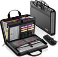 Fireproof Accordion File Organizer with Lock, Water Resistant Expanding File Folder with Shoulder Strap, Important Document O