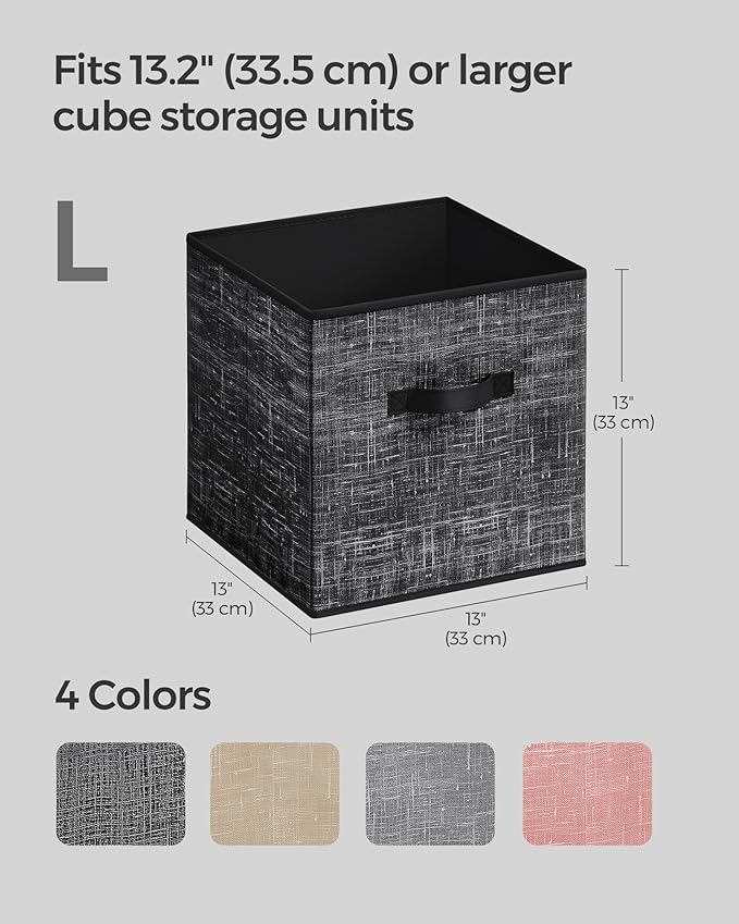 SONGMICS Storage Cubes, 13 x 13 x 13 Inches Non-Woven Fabric Bins with Double Handles, Set of 8, Closet Organizers for Shelve