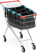 Handy Sandy Cart Caddy – 3-Pack Reusable Shopping Bags with Cart Clips | Heavy-Duty Grocery Organizer Tote Set | Eco-Friendly, Foldable, 40 lb Capacity | Black