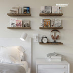 RICHER HOUSE 5 Set Floating Shelves for Wall Decor, Wall Mounted Book Shelf, Nursery Shelves Picture Ledge Shelf with Lip for