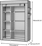 Calmootey Portable Closet Organizers, Clothing Storage, Wardrobe with 6 Shelves and Hanging Rod, Non-Woven Fabric Cover with 