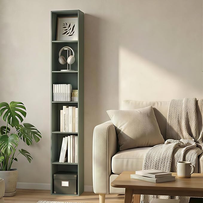 Furinno LUDER Book Shelf, 6-Tier Tall Modern Bookshelf, Bookcase with Open Shelving, Floor Standing Shelves, 9.3 x 12 x 71, f
