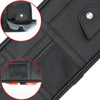 Da by Car Visor Organier Truck SUV Sun Visor Storage Pocket PU Leather Pouch Holder with Multi-Pocket Double Zipper Net Pocket, for Cards Pens Sunglasses Document (Black)