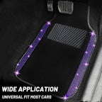 NBTEPEM Bling Car Floor Mats Full Set and Steering Wheel Cover, Universal Fit Most Cars, 4 pcs Sparkle Glitter Diamond Carpet, 5 pcs Bling Car Accessories Set for Women (Purple Violet Diamond)
