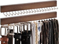 StorageWorks Tie Rack with 20 Hooks, 2-Pack Wall-Mounted Wooden Hangers for Neckties, Belts, Hats, Natural Walnut Color