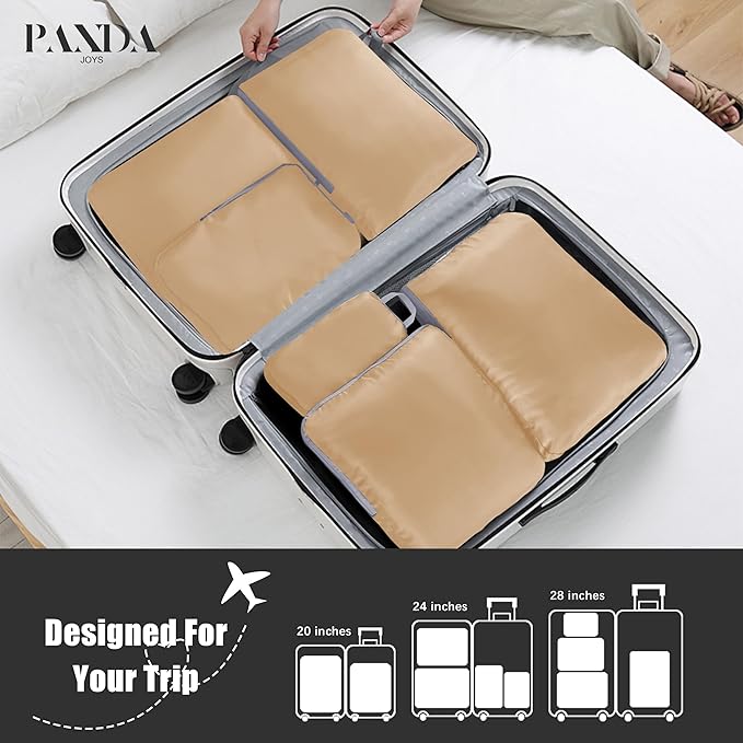 PANDA JOYS 4 Set Compression Packing Cubes Travel - Travel Accessories Expandable Packing Organizers for Carry On - Essential